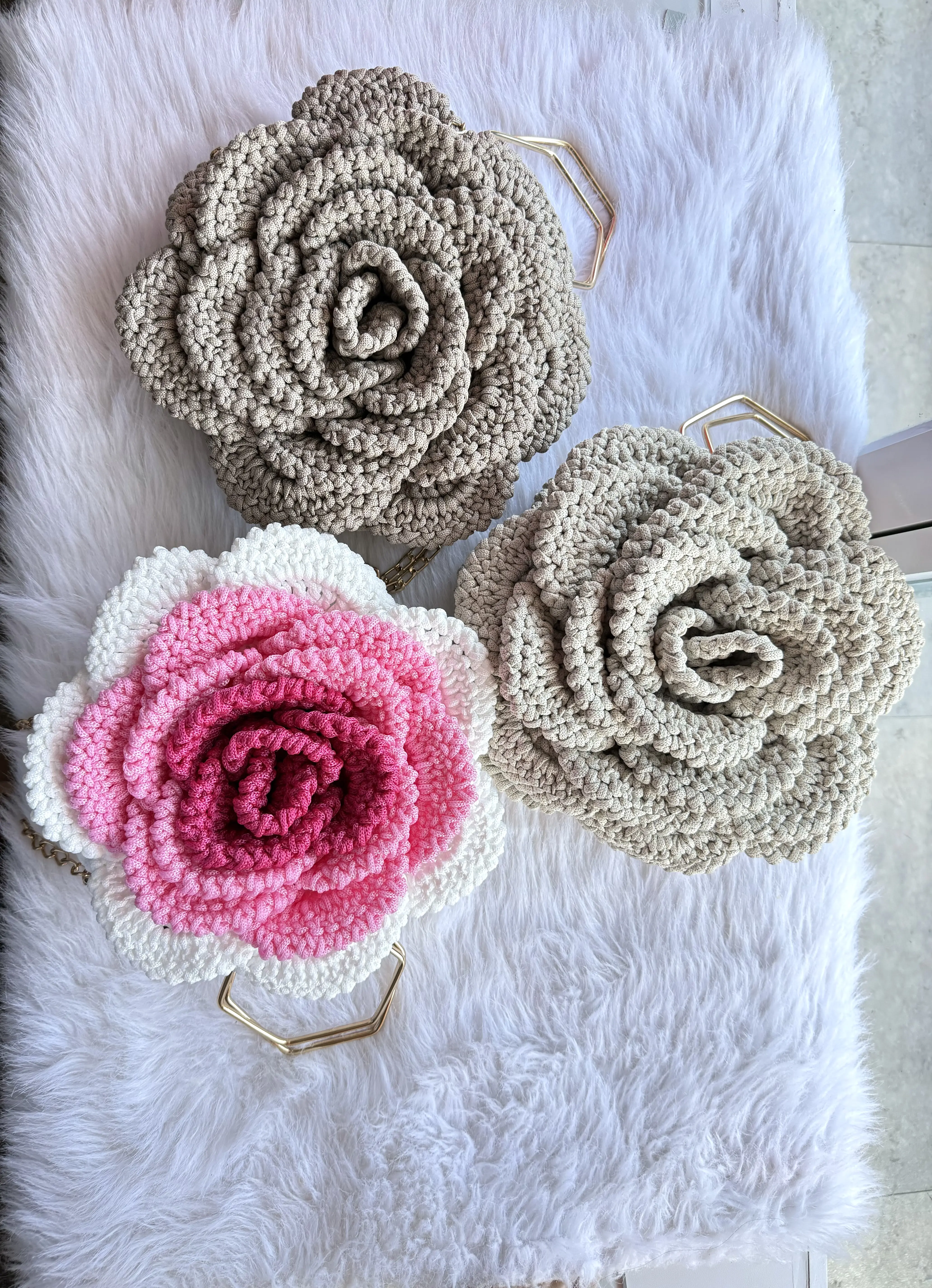 Crochet rose bags collection